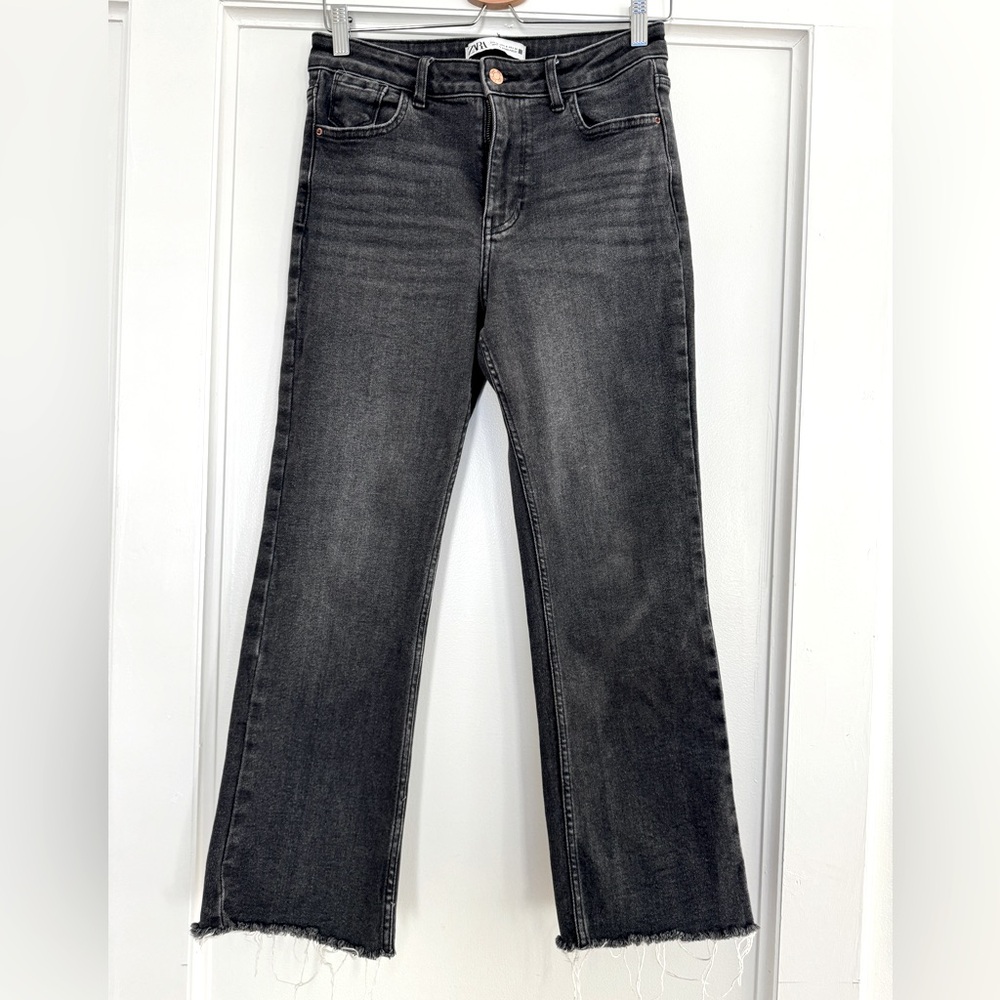 Zara flare cropped high waist jeans